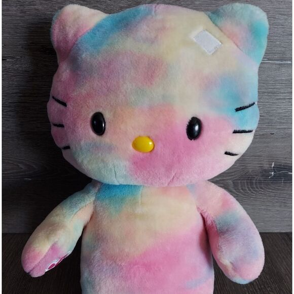 Build a Bear Hello Kitty Tie Dye Pastel Plush Stuffed Animal Pink Yellow Blue - Picture 2 of 5